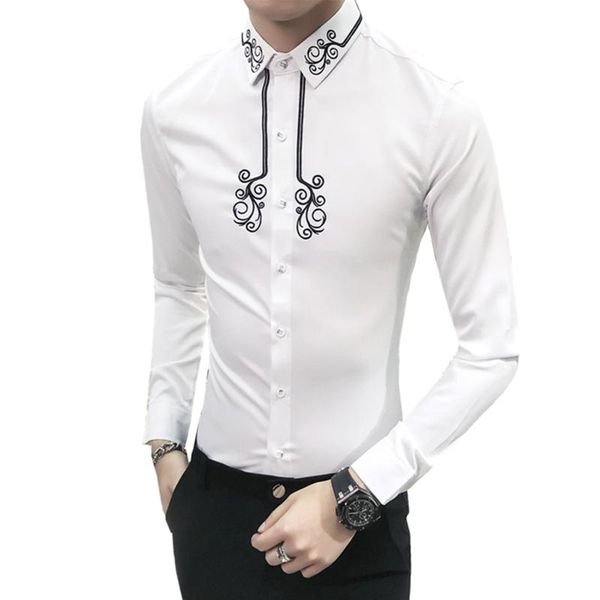 spring autumn dress shirts men embroidery casual youth male size xxxl slim fit social clothes blouses men's, White;black
spring autumn dress shirts men embroidery casual youth male size xxxl slim fit social clothes blouses men's, White;black