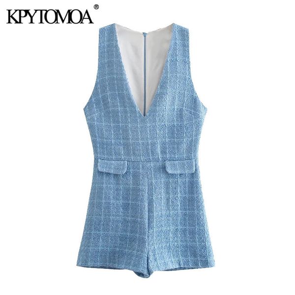 women chic fashion false pockets tweed playsuits vintage sleeveless back zipper female short jumpsuits mujer 210416, Black;white
women chic fashion false pockets tweed playsuits vintage sleeveless back zipper female short jumpsuits mujer 210416, Black;white
