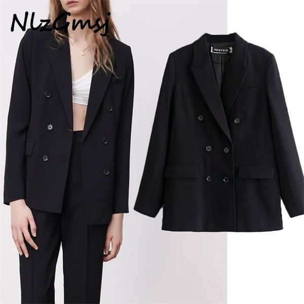 women office wear black blazers double breasted jacket coat female long sleeve outerwear chic 210628, White;black
women office wear black blazers double breasted jacket coat female long sleeve outerwear chic 210628, White;black