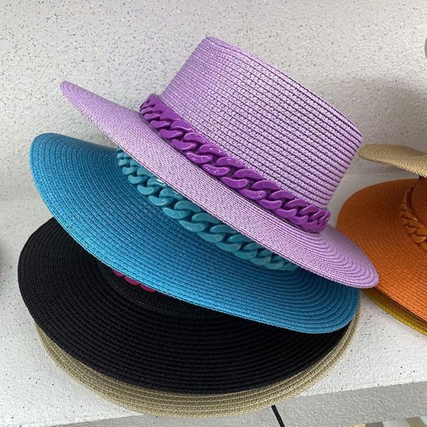 women summer sun hats wide brim solid color flat straw outdoor beach travel protective handmade casual luxury caps, Blue;gray
women summer sun hats wide brim solid color flat straw outdoor beach travel protective handmade casual luxury caps, Blue;gray