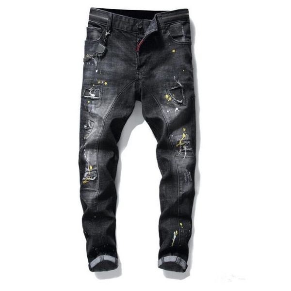 mens badge rips stretch black men jeans slim fit washed motocycle denim pants panelled hip hop trousers fashion, Blue
mens badge rips stretch black men jeans slim fit washed motocycle denim pants panelled hip hop trousers fashion, Blue