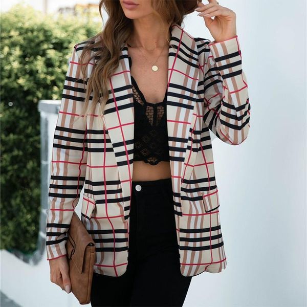 women's suits & blazers 2021 autumn plaid print casual women long sleeve cardigan fashion outerwear office lady elegant streetwear blaz, White;black
women's suits & blazers 2021 autumn plaid print casual women long sleeve cardigan fashion outerwear office lady elegant streetwear blaz, White;black