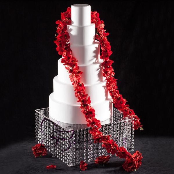 party decoration square acrylic cake stand single layer hanging crystal beads dessert plate table props
party decoration square acrylic cake stand single layer hanging crystal beads dessert plate table props