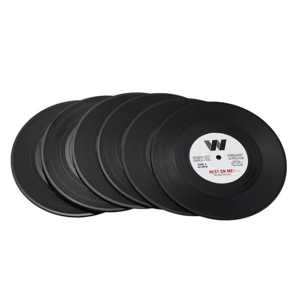 table runner 6pieces / set spinning retro disc drink coasters