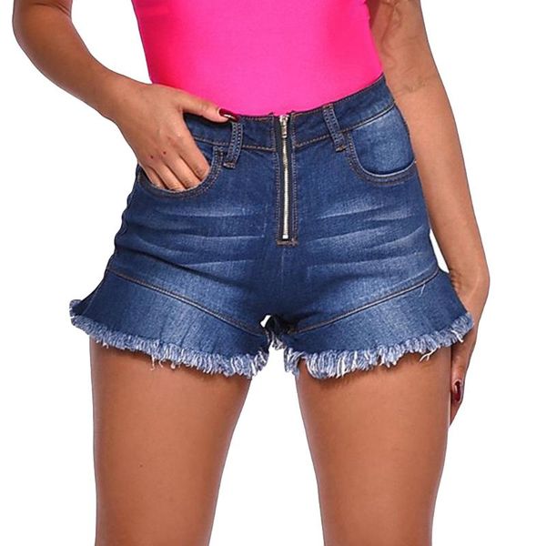 women's shorts high-waist denim tassel pocket zipper mini plus size fashion ladies moderately washed casual button, White;black