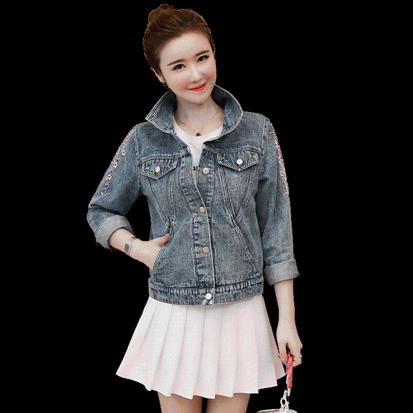 women's jackets 2021 spring jacket women vintage floral embroidered denim cotton loose long sleeve lapel large pocket female, Black;brown
women's jackets 2021 spring jacket women vintage floral embroidered denim cotton loose long sleeve lapel large pocket female, Black;brown