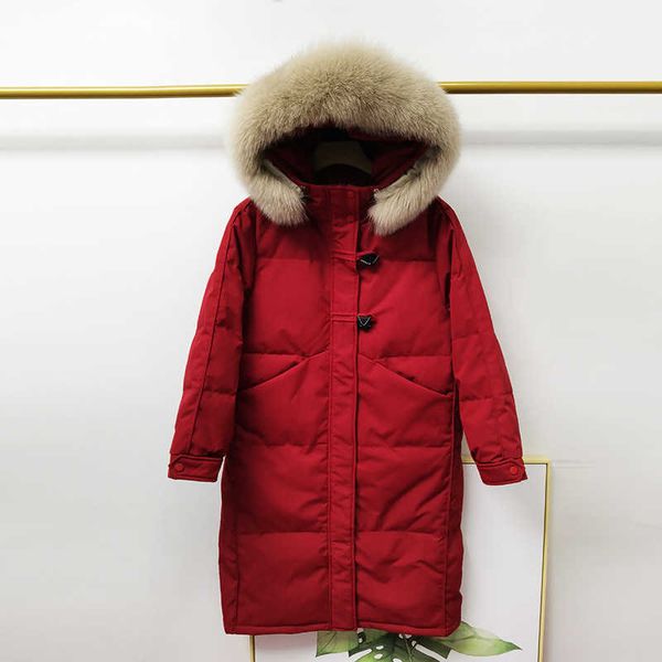 down et women's middle long net red fox fur big hair collar white duck down over knee winter coat, Black
down et women's middle long net red fox fur big hair collar white duck down over knee winter coat, Black