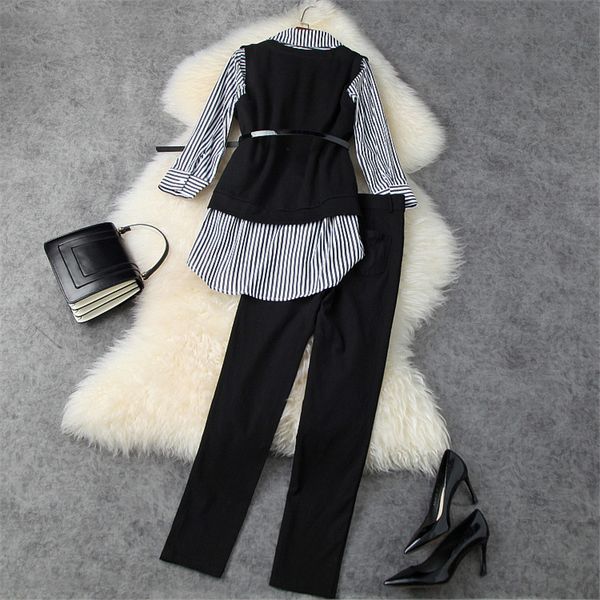 short female spring striped blouse + sweater vest pantsuit suit 3 piece elegant dress mrs. office, White;black
short female spring striped blouse + sweater vest pantsuit suit 3 piece elegant dress mrs. office, White;black