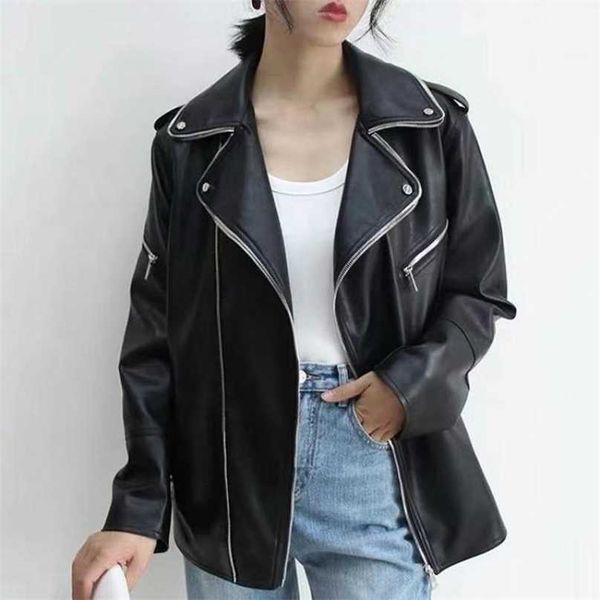 streetwear faux leather jacket women loose turn down collar black biker coats autumn ladies long sleeve moto outwear 210525
streetwear faux leather jacket women loose turn down collar black biker coats autumn ladies long sleeve moto outwear 210525