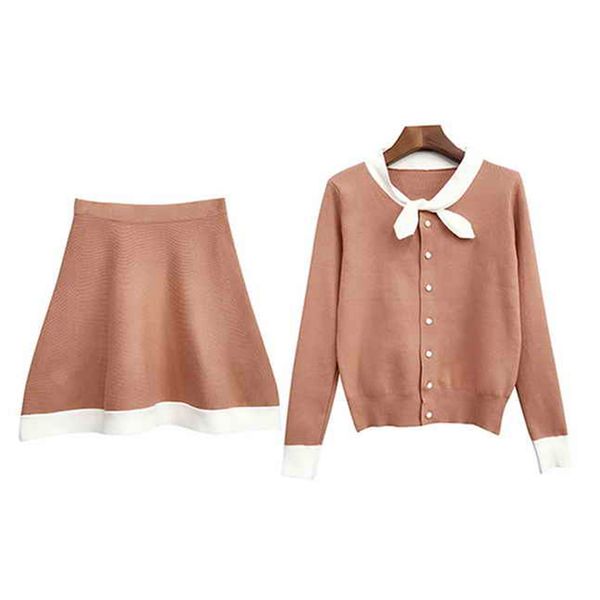 orange black apricot white patchwork full sleeve women bow pearls button mini skirt knitted two pieces set t0063 210514
orange black apricot white patchwork full sleeve women bow pearls button mini skirt knitted two pieces set t0063 210514