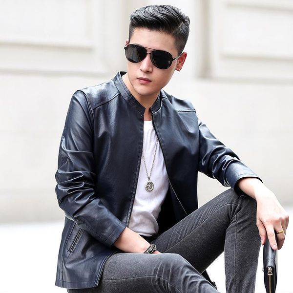 handsome youth spring and autumn men's leather jacket casual korean version of the trend self-cultivation fur & faux, Black
handsome youth spring and autumn men's leather jacket casual korean version of the trend self-cultivation fur & faux, Black