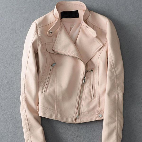 women's leather & faux women pu short soft jacket autumn stand collar oblique zipper slim plus size female casual biker outwear, Black
women's leather & faux women pu short soft jacket autumn stand collar oblique zipper slim plus size female casual biker outwear, Black