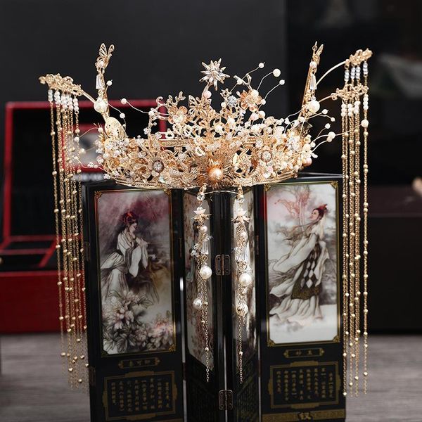 hair clips & barrettes chinese wedding costume bridal golden phoenix crown tassel makes face look smaller dragon and elegant accessories, Golden;silver
hair clips & barrettes chinese wedding costume bridal golden phoenix crown tassel makes face look smaller dragon and elegant accessories, Golden;silver