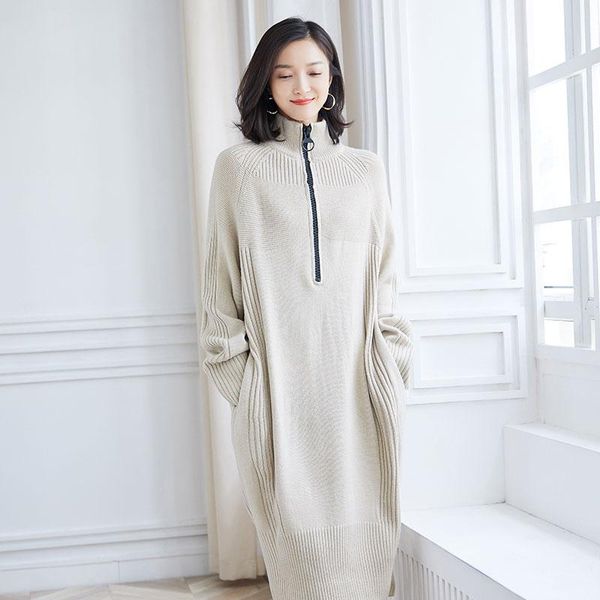 women dress sweater autumn winter fashion design female knit wool long elastic women's sweaters, White;black
women dress sweater autumn winter fashion design female knit wool long elastic women's sweaters, White;black
