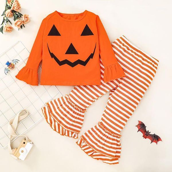 clothing sets littler girl halloween pumpkin 2pcs children long sleeve shirt + flare stripe pants baby kids ghost patern for kid1, White
clothing sets littler girl halloween pumpkin 2pcs children long sleeve shirt + flare stripe pants baby kids ghost patern for kid1, White