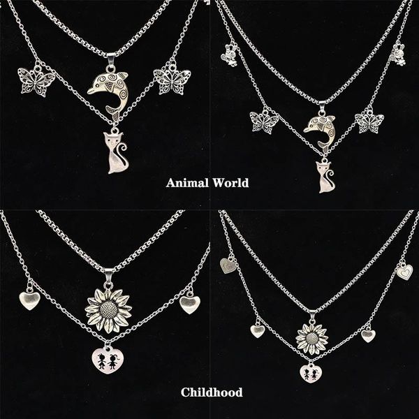 pendant necklaces multi-layer necklace women fashion butterfly flower heart stainless steel cute choker jewelry love girl friend gift, Silver
pendant necklaces multi-layer necklace women fashion butterfly flower heart stainless steel cute choker jewelry love girl friend gift, Silver