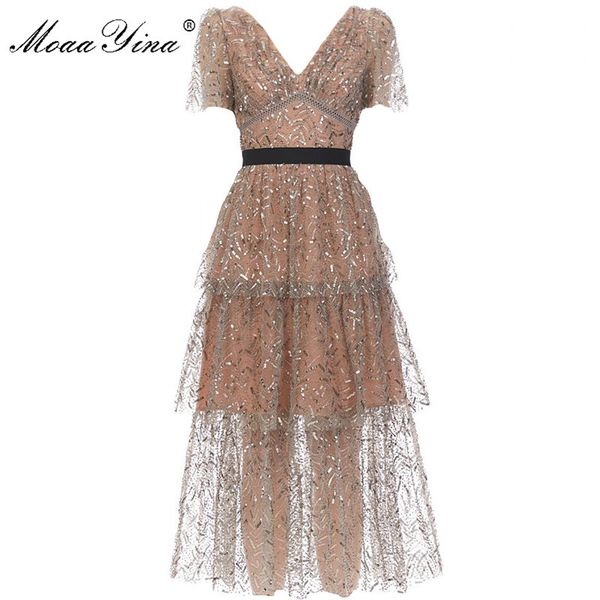 fashion designer female dress summer women's dress v-neck short sleeve sequins dresses 210524, Black;gray
fashion designer female dress summer women's dress v-neck short sleeve sequins dresses 210524, Black;gray