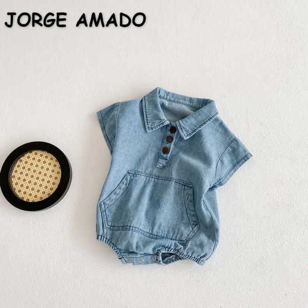 korean style summer baby girls bodysuit blue denim pocket short sleeves jumpsuit born clothes cute e2475 210610
korean style summer baby girls bodysuit blue denim pocket short sleeves jumpsuit born clothes cute e2475 210610