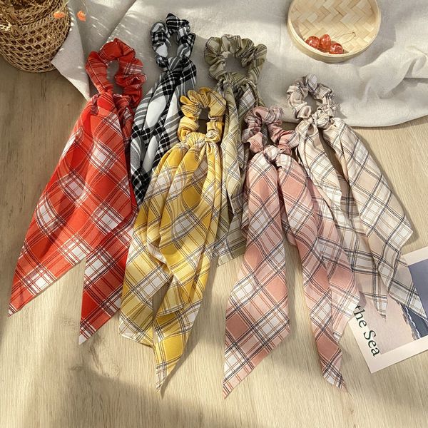 6473 plaid ribbon hairband creative french romantic hairband