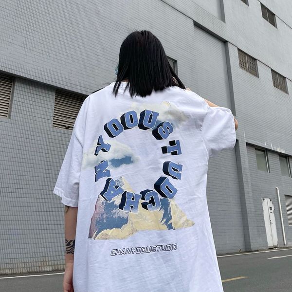 2021 high street niche country tide mountain print vibe harajuku style t-shirt men and women loose oversized korean fashion, White
2021 high street niche country tide mountain print vibe harajuku style t-shirt men and women loose oversized korean fashion, White