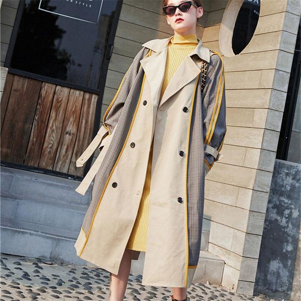 women's trench coats spring coat women fashion contrast plaid loose windbreaker lapel double-breasted plus size long coat(gift masks)t4, Tan;black
women's trench coats spring coat women fashion contrast plaid loose windbreaker lapel double-breasted plus size long coat(gift masks)t4, Tan;black