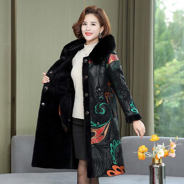 women's fur & faux winter coat jacket women 2021 middle-aged female one piece of overcoat mid-length fashion double-sided outwear, Black
women's fur & faux winter coat jacket women 2021 middle-aged female one piece of overcoat mid-length fashion double-sided outwear, Black