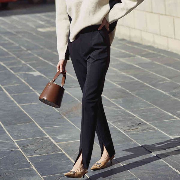 women's pants & capris ael spring ladies black pencil bottom split casual simple slim elastic long trousers for women lquf, Black;white
women's pants & capris ael spring ladies black pencil bottom split casual simple slim elastic long trousers for women lquf, Black;white