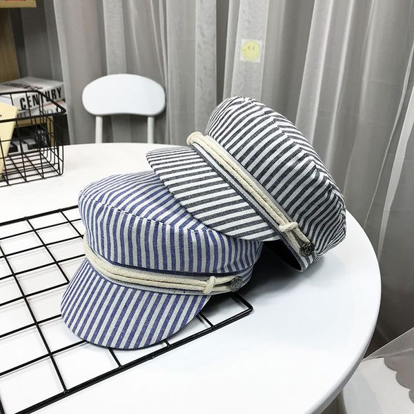 hat stripe versatile fashion beret summer student british navy flat octagonal female, Yellow
hat stripe versatile fashion beret summer student british navy flat octagonal female, Yellow