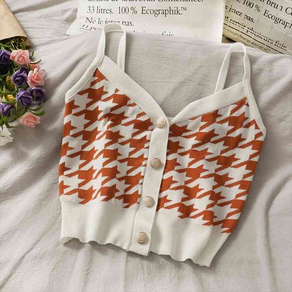 fashion cute plaid tank all match knitted black crop spaghetti strap single-breasted short, White
fashion cute plaid tank all match knitted black crop spaghetti strap single-breasted short, White