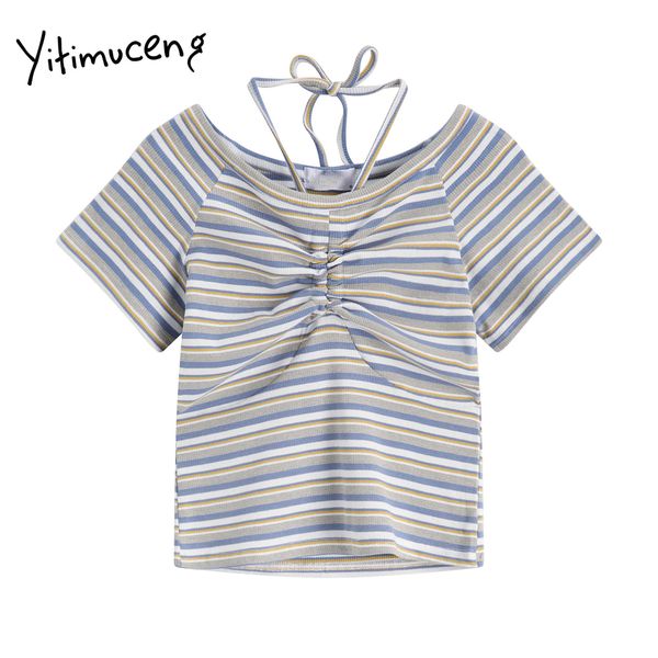 yitimuceng woman tshirts color stripes cute girly summer t shirt v-neck slim drawstring tees fashion short clothes pleated 210601, White
yitimuceng woman tshirts color stripes cute girly summer t shirt v-neck slim drawstring tees fashion short clothes pleated 210601, White