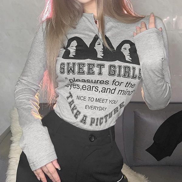 women's t-shirt autumn 2021 pure color slim crop fashion letter printed long sleeve gothic clothing women harajuku shirt, White
women's t-shirt autumn 2021 pure color slim crop fashion letter printed long sleeve gothic clothing women harajuku shirt, White