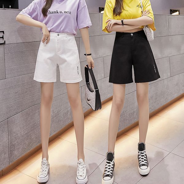 women's shorts spring and summer new thin casual student loose sports suit pants high waist wide leg, White;black
women's shorts spring and summer new thin casual student loose sports suit pants high waist wide leg, White;black