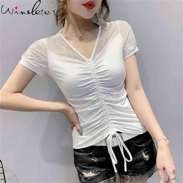 summer korean clothes cotton t-shirt fashion v-neck diamonds drape lace up women slim all match tees t13801a 210421, White
summer korean clothes cotton t-shirt fashion v-neck diamonds drape lace up women slim all match tees t13801a 210421, White