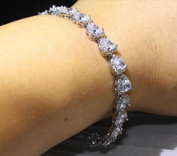 925 sterling silver full princess cut white z cz diamond wedding bracelet for women circular heart square crystal selection, Black
925 sterling silver full princess cut white z cz diamond wedding bracelet for women circular heart square crystal selection, Black