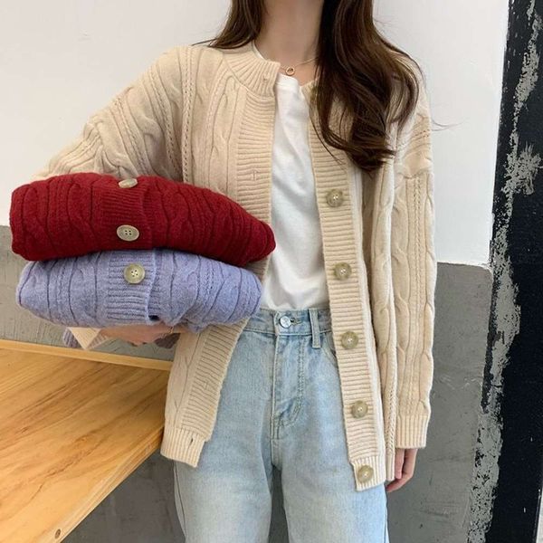 spring and autumn twist sweater coat fashion winter loose knit cardigan, White;black
spring and autumn twist sweater coat fashion winter loose knit cardigan, White;black