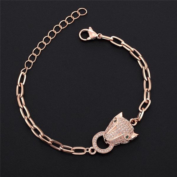 link, chain luxury classic leopard head zircon bracelet stainless steel hip hop for women shiny princess bangles jewelry gift, Black
link, chain luxury classic leopard head zircon bracelet stainless steel hip hop for women shiny princess bangles jewelry gift, Black