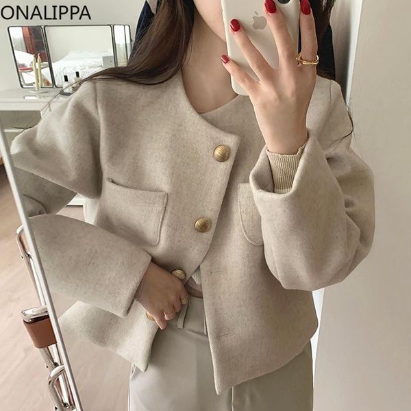 women's wool & blends onalippa women jacket 2021 winter temperament retro round neck double pocket metal buckle loose long sleeve short, Black
women's wool & blends onalippa women jacket 2021 winter temperament retro round neck double pocket metal buckle loose long sleeve short, Black