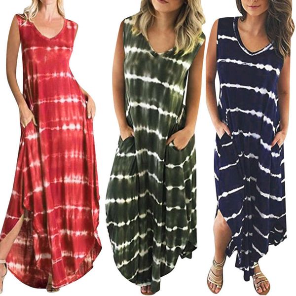 casual dresses spring and summer women's striped print v-neck split svels drs long skirt, Black;gray
casual dresses spring and summer women's striped print v-neck split svels drs long skirt, Black;gray