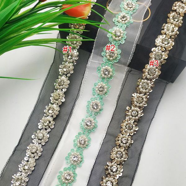 ribbon 2 yards 1.5cm 0.59" wide black/green mesh fabric embroidery sequins beads rhinestones dancing dress lace trim tapes p6j60, Pink;blue 
ribbon 2 yards 1.5cm 0.59" wide black/green mesh fabric embroidery sequins beads rhinestones dancing dress lace trim tapes p6j60, Pink;blue