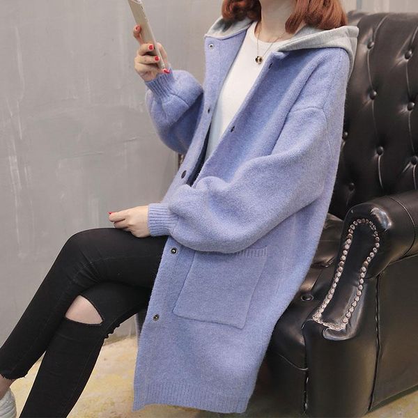 women's sweaters hooded coat female middle length 2021 autumn winter knitted sweater cardigan thickened korean loose patchwork, White;black
women's sweaters hooded coat female middle length 2021 autumn winter knitted sweater cardigan thickened korean loose patchwork, White;black