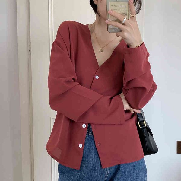 chic femme ol summer full sleeves solid v-neck minimalist elegance loose casual streetwear brief outwear shirts 210421, White
chic femme ol summer full sleeves solid v-neck minimalist elegance loose casual streetwear brief outwear shirts 210421, White