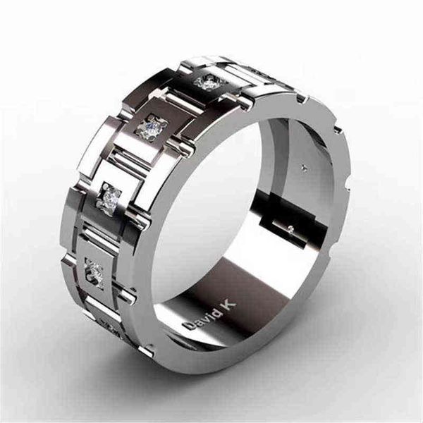 diamond studded fashion men's ring g1125, Slivery;golden