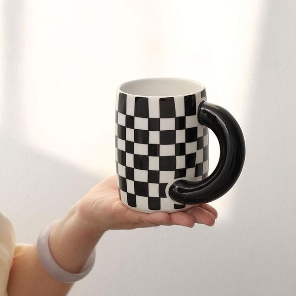 mugs stylish fashion black and white check mug with fat handle ceramic creative coffee tea milk cups vintage drinkware couple cup
mugs stylish fashion black and white check mug with fat handle ceramic creative coffee tea milk cups vintage drinkware couple cup