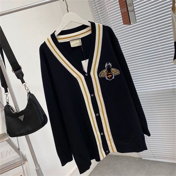 embroidered stripe sweater women's cardigan spring loose college style sweater coat, White
embroidered stripe sweater women's cardigan spring loose college style sweater coat, White