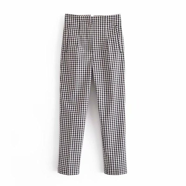 women's pants & capris 2021 trousers women plaid high waist casual slim street fashion korean style elegant ankle-length office, Black;white
women's pants & capris 2021 trousers women plaid high waist casual slim street fashion korean style elegant ankle-length office, Black;white