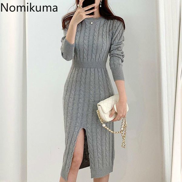 casual dresses nomikuma korean twisted sweater dress slim back hollow-out o-neck vestidos 2021 autumn winter split knitted 6d699, Black;gray
casual dresses nomikuma korean twisted sweater dress slim back hollow-out o-neck vestidos 2021 autumn winter split knitted 6d699, Black;gray