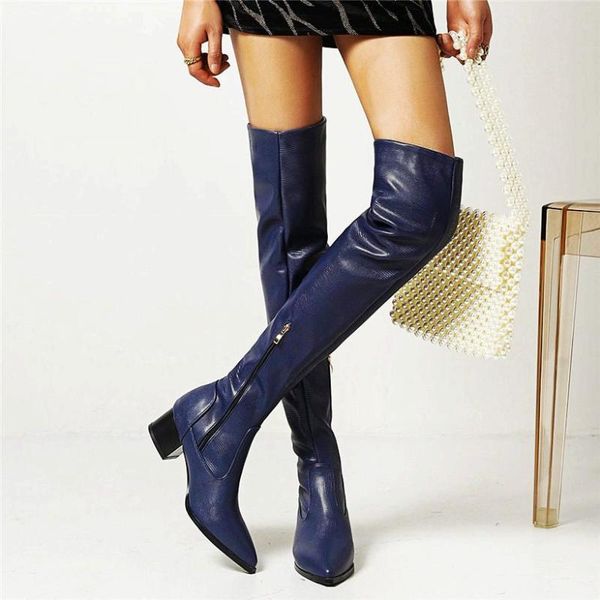boots punk goth women's thigh high over the knee pointed toe mid cuban heel tall long booties party pumps 33 34-43, Black
boots punk goth women's thigh high over the knee pointed toe mid cuban heel tall long booties party pumps 33 34-43, Black