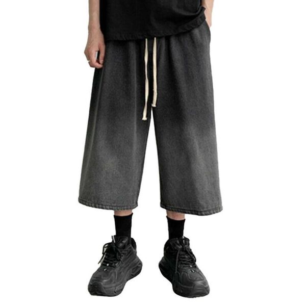 men's jeans mens vintage gradient casual drawstring cropped pants loose wide leg fashion male calf-length denim trousers, Blue
men's jeans mens vintage gradient casual drawstring cropped pants loose wide leg fashion male calf-length denim trousers, Blue