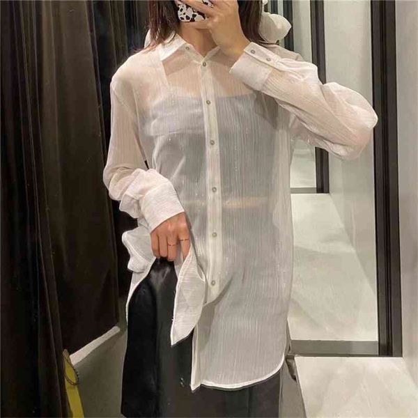 casual woman white loose seethrough stripe long shirts spring fashion ladies button blouse female chic oversized 210515
casual woman white loose seethrough stripe long shirts spring fashion ladies button blouse female chic oversized 210515