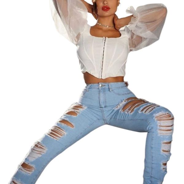 women's blouses & shirts women mesh see through long sleeve patchwork crop front breasted buckles wild fashion blouse clothes blusas, White
women's blouses & shirts women mesh see through long sleeve patchwork crop front breasted buckles wild fashion blouse clothes blusas, White